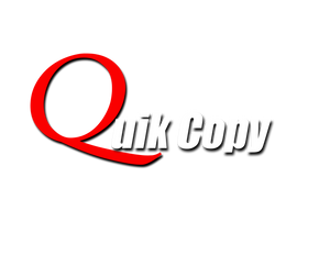 This is our Quik Copy logo in the backround and our service promise 